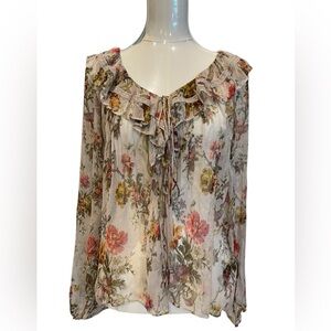 Needle & Thread Floral Print Ruffle Blouse Size:4